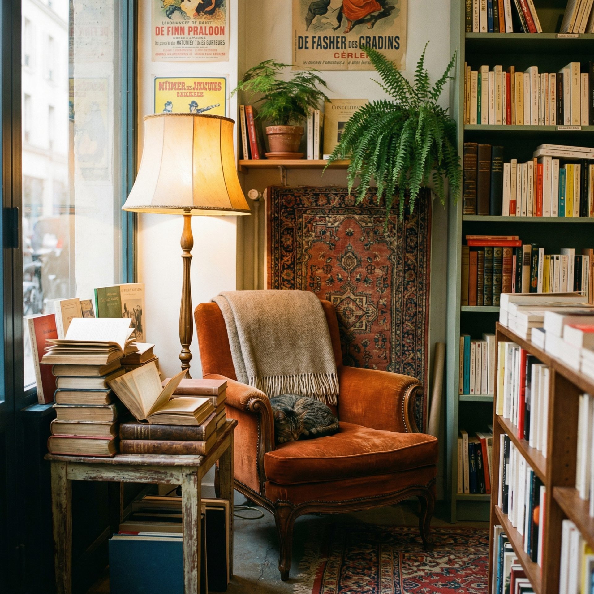 Coin lecture confortable de la librairie Carnot Vichy